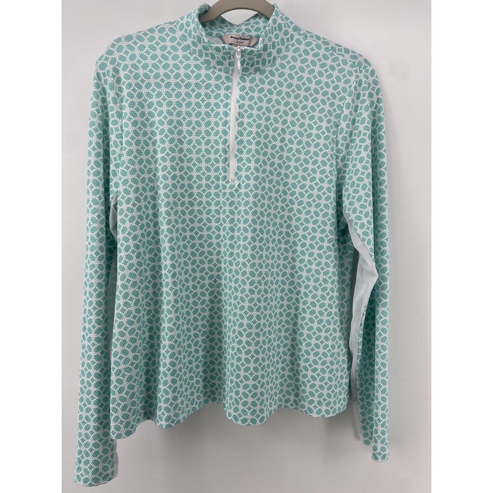 Tommy Bahama Pullover Womens XL Green 1/4 Zip UPF Mesh Stretch Beach Sports Golf